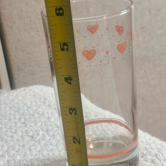 Corelle Forever Yours Heart 12 oz Drinkware Glasses Pink Heart Set 4 (almost 6”) - Picture 8 of 8